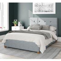 Aspire Presley Upholstered Ottoman Storage Bed, Malham Weave Fabric in Light Blue | Size: Double