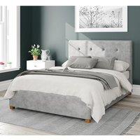 Aspire Presley Upholstered Ottoman Storage Bed, Kimiyo Linen Fabric in Silver | Size: Super King