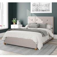 Aspire Presley Upholstered Ottoman Storage Bed, Eire Linen Fabric in Off-White | Size: Super King