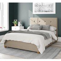 Aspire Presley Upholstered Ottoman Storage Bed, Eire Linen Fabric in Natural | Size: Super King