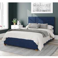 Aspire Grant Upholstered Ottoman Storage Bed, Plush Velvet Fabric in Navy | Size: King