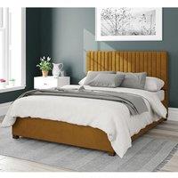Aspire Grant Upholstered Ottoman Storage Bed, Plush Velvet Fabric in Mustard | Size: Small Double