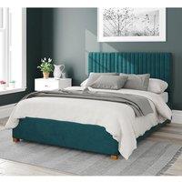 Aspire Grant Upholstered Ottoman Storage Bed, Plush Velvet Fabric in Emerald | Size: Super King