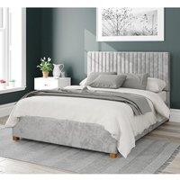 Aspire Grant Upholstered Ottoman Storage Bed, Mirazzi Velvet Fabric in Silver | Size: Double