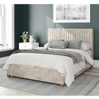 Aspire Grant Upholstered Ottoman Storage Bed, Mirazzi Velvet Fabric in Ivory | Size: Super King