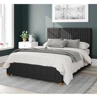 Aspire Grant Upholstered Ottoman Storage Bed, Malham Weave Fabric in Black | Size: Super King