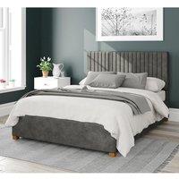 Aspire Grant Upholstered Ottoman Storage Bed, Kimiyo Linen Fabric in Grey | Size: Small Double
