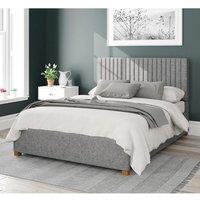 Aspire Grant Upholstered Ottoman Storage Bed, Saxon Twill Fabric in Grey | Size: Super King