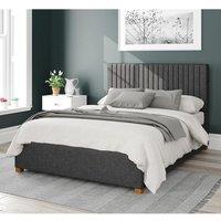 Aspire Grant Upholstered Ottoman Storage Bed, Saxon Twill Fabric in Charcoal | Size: Small Double