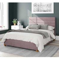 Aspire Kelly Upholstered Ottoman Storage Bed, Plush Velvet Fabric in Rose | Size: Double