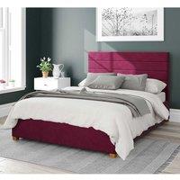 Aspire Kelly Upholstered Ottoman Storage Bed, Plush Velvet Fabric in Wine | Size: Single