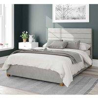 Aspire Kelly Upholstered Ottoman Storage Bed, Plush Velvet Fabric in Light Grey | Size: Single