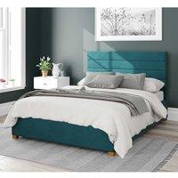 Aspire Kelly Upholstered Ottoman Storage Bed, Plush Velvet Fabric in Emerald | Size: Double