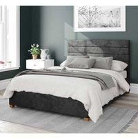 Aspire Kelly Upholstered Ottoman Storage Bed, Mirazzi Velvet Fabric in Black | Size: Small Double