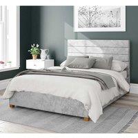 Aspire Kelly Upholstered Ottoman Storage Bed, Mirazzi Velvet Fabric in Silver | Size: Super King