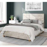 Aspire Kelly Upholstered Ottoman Storage Bed, Mirazzi Velvet Fabric in Ivory | Size: Super King