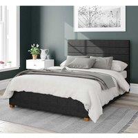 Aspire Kelly Upholstered Ottoman Storage Bed, Malham Weave Fabric in Black | Size: King