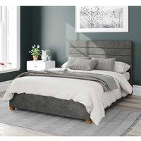 Aspire Kelly Upholstered Ottoman Storage Bed, Kimiyo Linen Fabric in Grey | Size: King