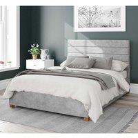 Aspire Kelly Upholstered Ottoman Storage Bed, Kimiyo Linen Fabric in Silver | Size: King