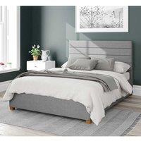 Aspire Kelly Upholstered Ottoman Storage Bed, Eire Linen Fabric in Grey | Size: Single