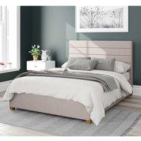 Aspire Kelly Upholstered Ottoman Storage Bed, Eire Linen Fabric in Off-White | Size: Single
