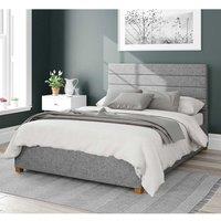 Aspire Kelly Upholstered Ottoman Storage Bed, Saxon Twill Fabric in Grey | Size: Double