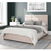 Aspire Kelly Upholstered Ottoman Storage Bed, Saxon Twill Fabric in Natural | Size: Super King