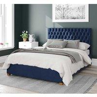 Aspire Nightingale Upholstered Ottoman Storage Bed, Plush Velvet Fabric in Navy | Size: Small Double