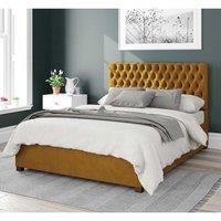 Aspire Nightingale Upholstered Ottoman Storage Bed, Plush Velvet Fabric in Mustard | Size: King