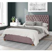 Aspire Nightingale Upholstered Ottoman Storage Bed, Plush Velvet Fabric in Rose | Size: Double