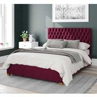 Aspire Nightingale Upholstered Ottoman Storage Bed, Plush Velvet Fabric in Wine | Size: Single