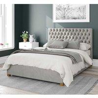 Aspire Nightingale Upholstered Ottoman Storage Bed, Plush Velvet Fabric in Light Grey | Size: Super King