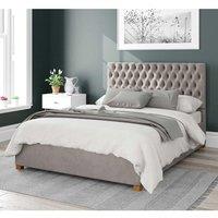 Aspire Nightingale Upholstered Ottoman Storage Bed, Plush Velvet Fabric in Silver | Size: Single