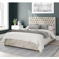 Aspire Nightingale Upholstered Ottoman Storage Bed, Mirazzi Velvet Fabric in Ivory | Size: Double