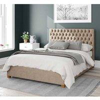 Aspire Nightingale Upholstered Ottoman Storage Bed, Malham Weave Fabric in Taupe | Size: Small Double