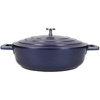 MasterClass Shallow Metallic Blue 4 Litre Casserole Dish with Lid