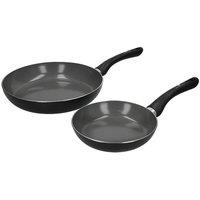 MasterClass Can-to-Pan Ceramic Non-Stick Pan Set with 2 Aluminium Frying Pans in Black