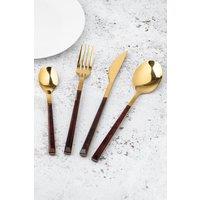 Mikasa Tortoise Shell Stainless Steel Gold Gift Boxed 16 Piece Cutlery Set