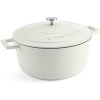 MasterClass Cast Aluminium Casserole Dish with Lid Lightweight, Dishwasher Safe 5L in Cream