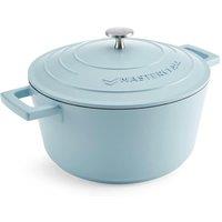 MasterClass Sky Blue Cast Aluminium Casserole Dish, 4L in Light Blue