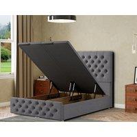 Eleganza Home Mary Chesterfield Ottoman Bed Floor Standing - Linen in Grey | Size: Super King