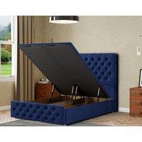Eleganza Home Mary Chesterfield Ottoman Bed Floor Standing - Plush in Navy | Size: Super King