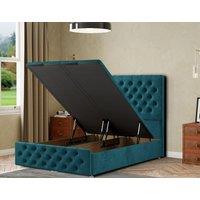 Eleganza Home Mary Chesterfield Ottoman Bed Floor Standing - Plush in Emerald | Size: Super King