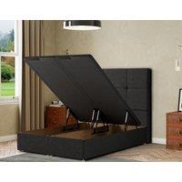 Eleganza Home Jacob Ottoman Bed Floor Standing - Linen in Black | Size: Super King