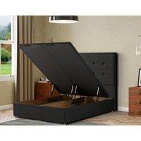 Eleganza Home Darlington Ottoman Bed Floor Standing - Linen in Black | Size: Super King