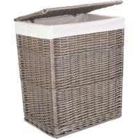 Red Hamper Wicker Antique Wash Slim Laundry Basket in Grey