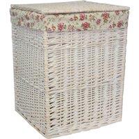 Red Hamper Cotton Lined Square White Wash Wicker Laundry Basket in Red