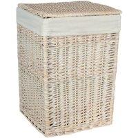 Red Hamper Cotton Lined Square White Wash Laundry Basket