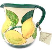 Verano Spanish Ceramics Signature Lemons Hand Painted Ceramic Kitchen Dining Large Pourer Jug 1.5L (H) 19cm