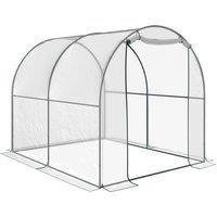 OUTSUNNY Walk In Polytunnel Greenhouse w/ Roll Up Door PVC Cover, 2.5 x 2m in Clear